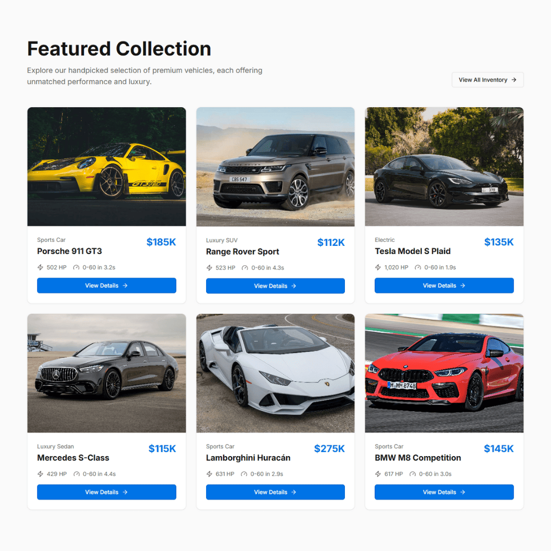 Featured Collection with premium vehicles